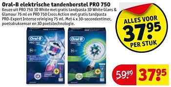 Aanbiedingen Oral-b elektrische tandenborstel pro 750 - Oral-B - Geldig van 04/10/2016 tot 09/10/2016 bij Kruidvat