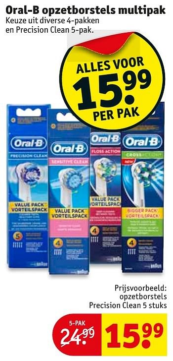 Aanbiedingen Opzetborstels precision clean - Oral-B - Geldig van 04/10/2016 tot 09/10/2016 bij Kruidvat