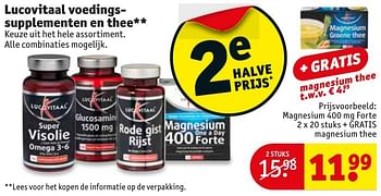 Aanbiedingen Magnesium forte + gratis magnesium thee - Lucovitaal - Geldig van 04/10/2016 tot 09/10/2016 bij Kruidvat