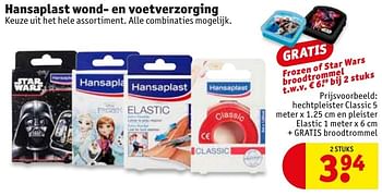Aanbiedingen Hechtpleister classic en pleister elastic + gratis broodtrommel - Hansaplast - Geldig van 04/10/2016 tot 09/10/2016 bij Kruidvat