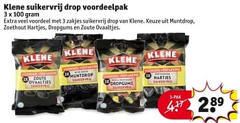 Aanbiedingen Klene suikervrij drop voordeelpak - Klene - Geldig van 04/10/2016 tot 09/10/2016 bij Kruidvat