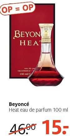 Aanbiedingen Beyoncé heat eau de parfum 100 ml - Beyoncé Heat - Geldig van 26/09/2016 tot 09/10/2016 bij Etos