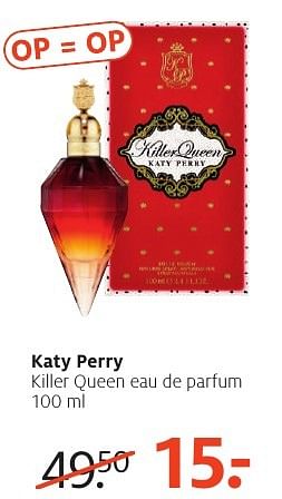 Aanbiedingen Katy perry killer queen eau de parfum 100 ml - Katy Perry - Geldig van 26/09/2016 tot 09/10/2016 bij Etos