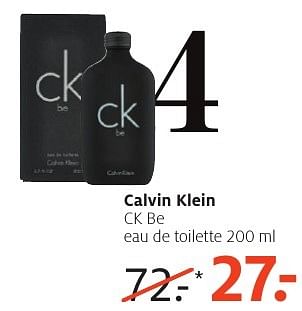 Aanbiedingen Calvin klein ck be eau de toilette 200 ml - Calvin Klein - Geldig van 26/09/2016 tot 09/10/2016 bij Etos