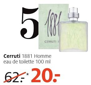 Aanbiedingen Cerruti 1881 homme eau de toilette 100 ml - Cerruti 1881 - Geldig van 26/09/2016 tot 09/10/2016 bij Etos