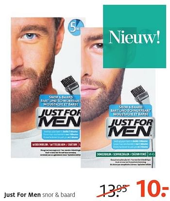 Aanbiedingen Just for men snor + baard - Just for Men - Geldig van 26/09/2016 tot 09/10/2016 bij Etos