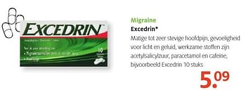 Aanbiedingen Migraine excedrin - Excedrin - Geldig van 26/09/2016 tot 09/10/2016 bij Etos