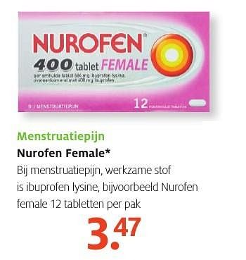 Aanbiedingen Menstruatiepijn nurofen female - Nurofen - Geldig van 26/09/2016 tot 09/10/2016 bij Etos