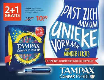 Aanbiedingen Tampax compak pearl - Tampax - Geldig van 26/09/2016 tot 09/10/2016 bij Etos