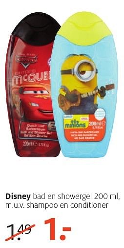 Aanbiedingen Disney bad en showergel shampoo en conditioner - Disney - Geldig van 26/09/2016 tot 09/10/2016 bij Etos