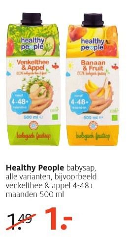 Aanbiedingen Healthy people babysap - Healthy People - Geldig van 26/09/2016 tot 09/10/2016 bij Etos