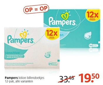Aanbiedingen Pampers lotion billendoekjes - Pampers - Geldig van 26/09/2016 tot 09/10/2016 bij Etos