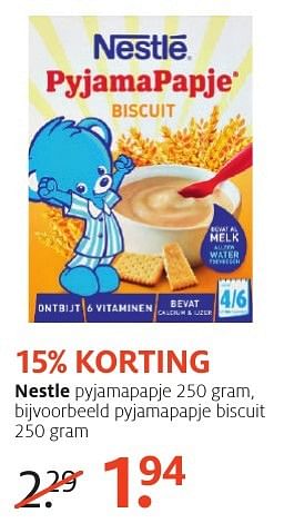 Aanbiedingen Nestle pyjamapapje biscuit - Nestlé - Geldig van 26/09/2016 tot 09/10/2016 bij Etos