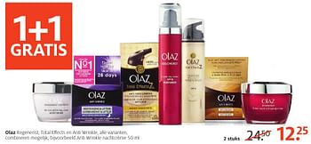 Aanbiedingen Olaz regenerist, total effects en anti wrinkle nachtcrème - Olaz - Geldig van 26/09/2016 tot 09/10/2016 bij Etos