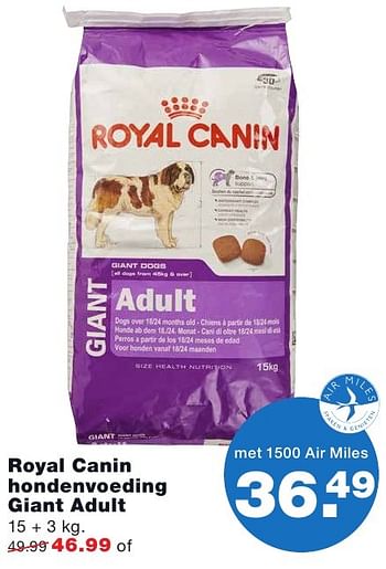 Aanbiedingen Royal canin hondenvoeding giant adult - Royal Canin - Geldig van 26/09/2016 tot 09/10/2016 bij Praxis