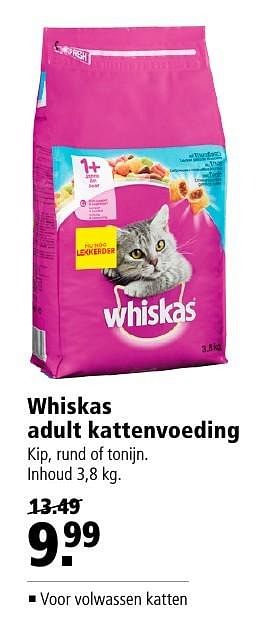 Aanbiedingen Whiskas adult kattenvoeding - Whiskas - Geldig van 26/09/2016 tot 09/10/2016 bij Welkoop