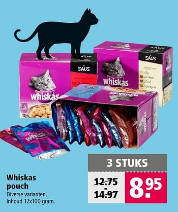 Aanbiedingen Whiskas pouch - Whiskas - Geldig van 26/09/2016 tot 09/10/2016 bij Welkoop