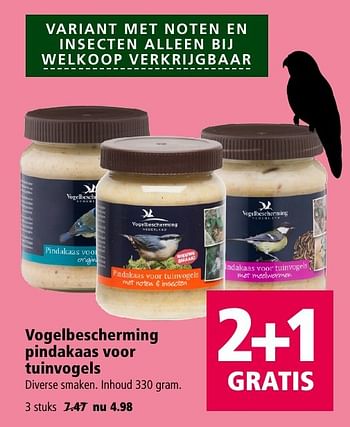 Aanbiedingen Vogelbescherming pindakaas voor tuinvogels - Vogelbescherming Nederland - Geldig van 26/09/2016 tot 09/10/2016 bij Welkoop