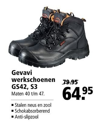 Aanbiedingen Gevavi werkschoenen gs42, s3 - Gevavi - Geldig van 26/09/2016 tot 09/10/2016 bij Welkoop