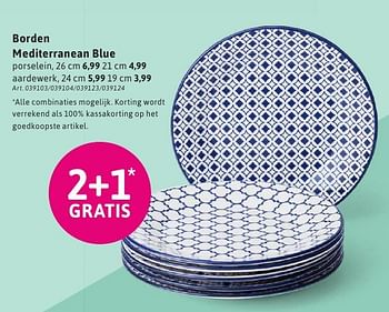 Aanbiedingen Borden mediterranean blue - Huismerk - Xenos - Geldig van 26/09/2016 tot 09/10/2016 bij Xenos