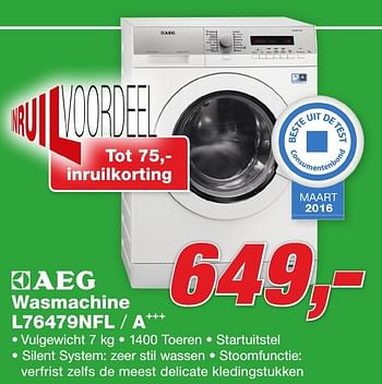 Aanbiedingen Aeg wasmachine l76479nfl - AEG - Geldig van 26/09/2016 tot 09/10/2016 bij ElectronicPartner