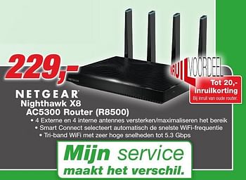 Aanbiedingen Netgear nighthawk x8 ac5300 router r8500 - Netgear - Geldig van 26/09/2016 tot 09/10/2016 bij ElectronicPartner