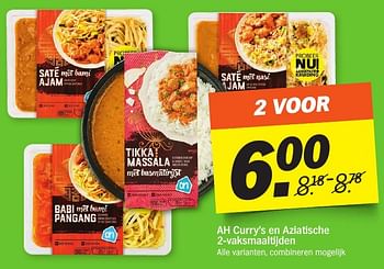 Aanbiedingen Ah curry`s en aziatische 2-vaksmaaltijden - Huismerk - Albert Heijn - Geldig van 03/10/2016 tot 09/10/2016 bij Albert Heijn