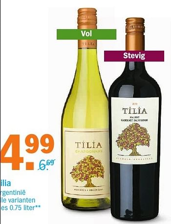 Aanbiedingen Tilia - Witte wijnen - Geldig van 03/10/2016 tot 09/10/2016 bij Albert Heijn