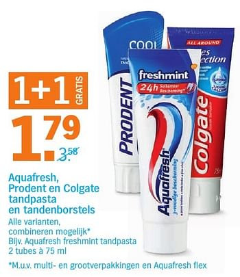 Aanbiedingen Aquafresh freshmint tandpasta - Aquafresh - Geldig van 03/10/2016 tot 09/10/2016 bij Albert Heijn