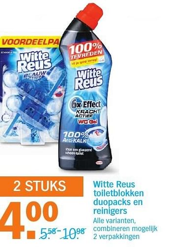 Aanbiedingen Witte reus toiletblokken duopacks en reinigers - Witte reus - Geldig van 03/10/2016 tot 09/10/2016 bij Albert Heijn