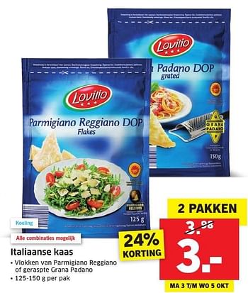 Aanbiedingen Italiaanse kaas - Lovilio - Geldig van 03/10/2016 tot 09/10/2016 bij Lidl