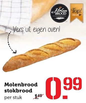 Aanbiedingen Molenbrood stokbrood - Huismerk - Coop - Geldig van 03/10/2016 tot 09/10/2016 bij Coop