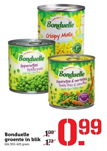 Aanbiedingen Bonduelle groente in blik - Bonduelle - Geldig van 03/10/2016 tot 09/10/2016 bij Coop