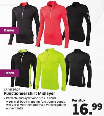 Aanbiedingen Functioneel shirt midlayer - Crivit - Geldig van 03/10/2016 tot 09/10/2016 bij Lidl