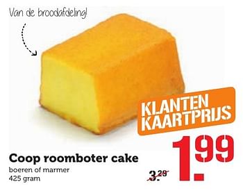 Aanbiedingen Coop roomboter cake boeren of marmer - Huismerk - Coop - Geldig van 03/10/2016 tot 09/10/2016 bij Coop