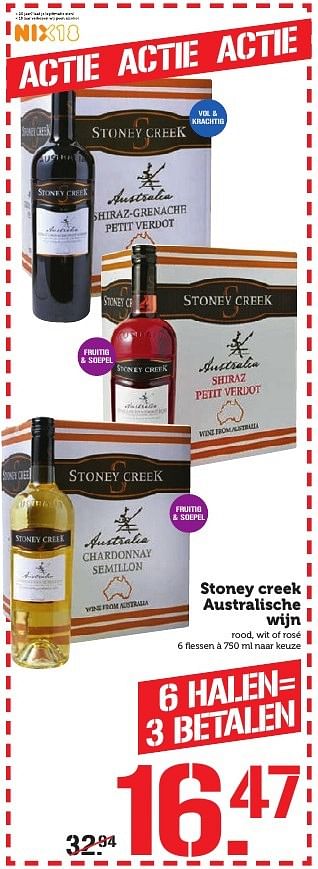 Aanbiedingen Stoney creek australische wijn - Rode wijnen - Geldig van 03/10/2016 tot 09/10/2016 bij Coop
