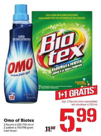 Aanbiedingen Omo of biotex - Huismerk - Coop - Geldig van 03/10/2016 tot 09/10/2016 bij Coop