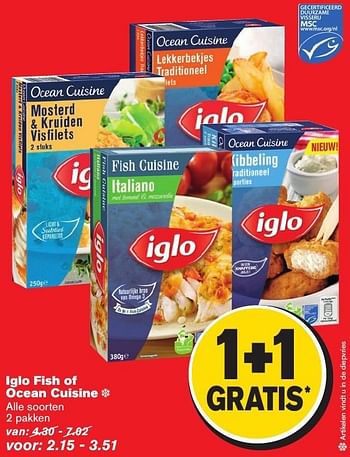 Aanbiedingen Iglo fish of ocean cuisine - Iglo - Geldig van 05/10/2016 tot 11/10/2016 bij Hoogvliet