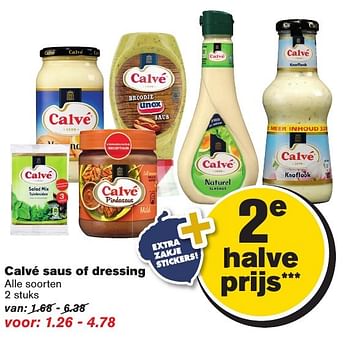 Aanbiedingen Calvé saus of dressing - Calve - Geldig van 05/10/2016 tot 11/10/2016 bij Hoogvliet