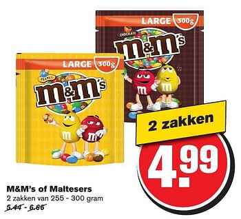 Aanbiedingen M+m`s of maltesers - Mars Snacks - Geldig van 05/10/2016 tot 11/10/2016 bij Hoogvliet