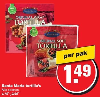 Aanbiedingen Santa maria tortilla`s - Santa Maria - Geldig van 05/10/2016 tot 11/10/2016 bij Hoogvliet