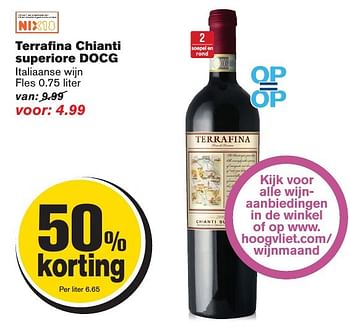 Aanbiedingen Terrafina chianti superiore docg - Rode wijnen - Geldig van 05/10/2016 tot 11/10/2016 bij Hoogvliet