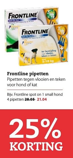 Aanbiedingen Frontline spot on 1 small hond - Frontline - Geldig van 03/10/2016 tot 16/10/2016 bij Boerenbond