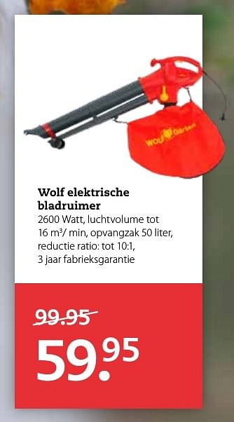 Aanbiedingen Wolf elektrische bladruimer - Wolf Garten - Geldig van 03/10/2016 tot 16/10/2016 bij Boerenbond