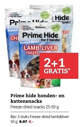 Aanbiedingen Freeze-dried lamb+liver - Prime Hide - Geldig van 03/10/2016 tot 16/10/2016 bij Boerenbond