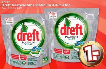 Aanbiedingen Dreft vaatwastabs platinum all-in-one - Dreft - Geldig van 09/10/2016 tot 15/10/2016 bij Vomar