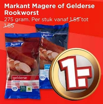 Aanbiedingen Markant magere of gelderse rookworst - Markant - Geldig van 09/10/2016 tot 15/10/2016 bij Vomar