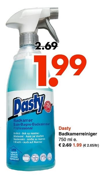 Aanbiedingen Dasty badkamerreiniger - Dasty - Geldig van 03/10/2016 tot 15/10/2016 bij Wibra