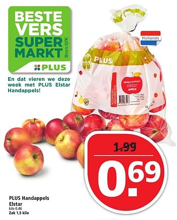 Aanbiedingen Plus handappels elstar - Huismerk - Plus - Geldig van 09/10/2016 tot 15/10/2016 bij Plus