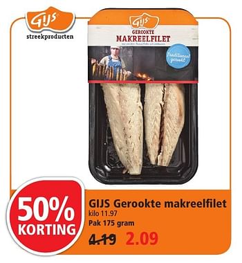 Aanbiedingen Gijs gerookte makreelfilet - Gijs - Geldig van 09/10/2016 tot 15/10/2016 bij Plus